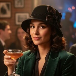 Womens Retro Bucket Black Hat with Flowers Scala Collezione 100% Wool